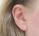Pure Silver Ball Stud Earrings, Tiny Silver Studs