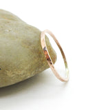 14K Rose Gold Fill Hammered Thin Stacking Ring