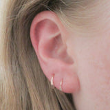 18 Gauge Rose Gold Fill Hammered End Mini Hoop