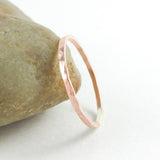 14K Rose Gold Fill Hammered Thin Stacking Ring