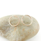 14K Gold Fill Hammered Circle Stud Earrings