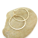 14K Gold Fill 18 Gauge Hammered One Inch Hoop Earrings