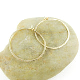 14K Gold Fill Hammered One Inch Hoop Earrings