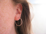 Sterling Silver Hammered One Inch Hoop Earrings