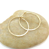 14K Gold Fill 18 Gauge Hammered One Inch Hoop Earrings