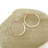 14K Rose Gold Fill Small Hammered Hoop Earrings