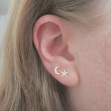 14K Gold Fill Gold Moon and Star Studs