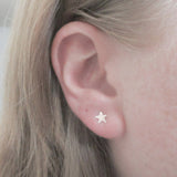 Set of Three Sterling Silver Lightning, Moon and Star Stud Earrings
