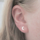 Set of Sterling Silver Star and Moon Stud Earrings