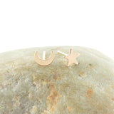14K Gold Fill Gold Moon and Star Studs