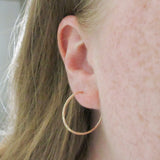 14K Rose Gold Fill One Inch Hammered Hoop Earrings