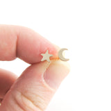 14K Gold Fill Gold Moon and Star Studs