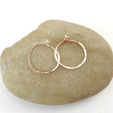 14K Rose Gold Fill Small Hammered Hoop Earrings