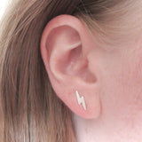 Set of Three Sterling Silver Lightning, Moon and Star Stud Earrings