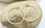 Sterling Silver Hammered One Inch Hoop Earrings