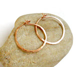 14K Rose Gold Fill One Inch Hammered Hoop Earrings