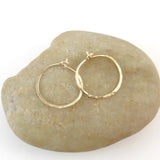14K Gold Fill Small Hammered Hoop Earrings