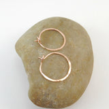 14K Rose Gold Fill Small Hammered Hoop Earrings