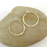 14K Gold Fill Small Hammered Hoop Earrings