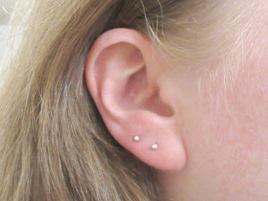 Pure Silver Ball Stud Earrings, Tiny Silver Studs