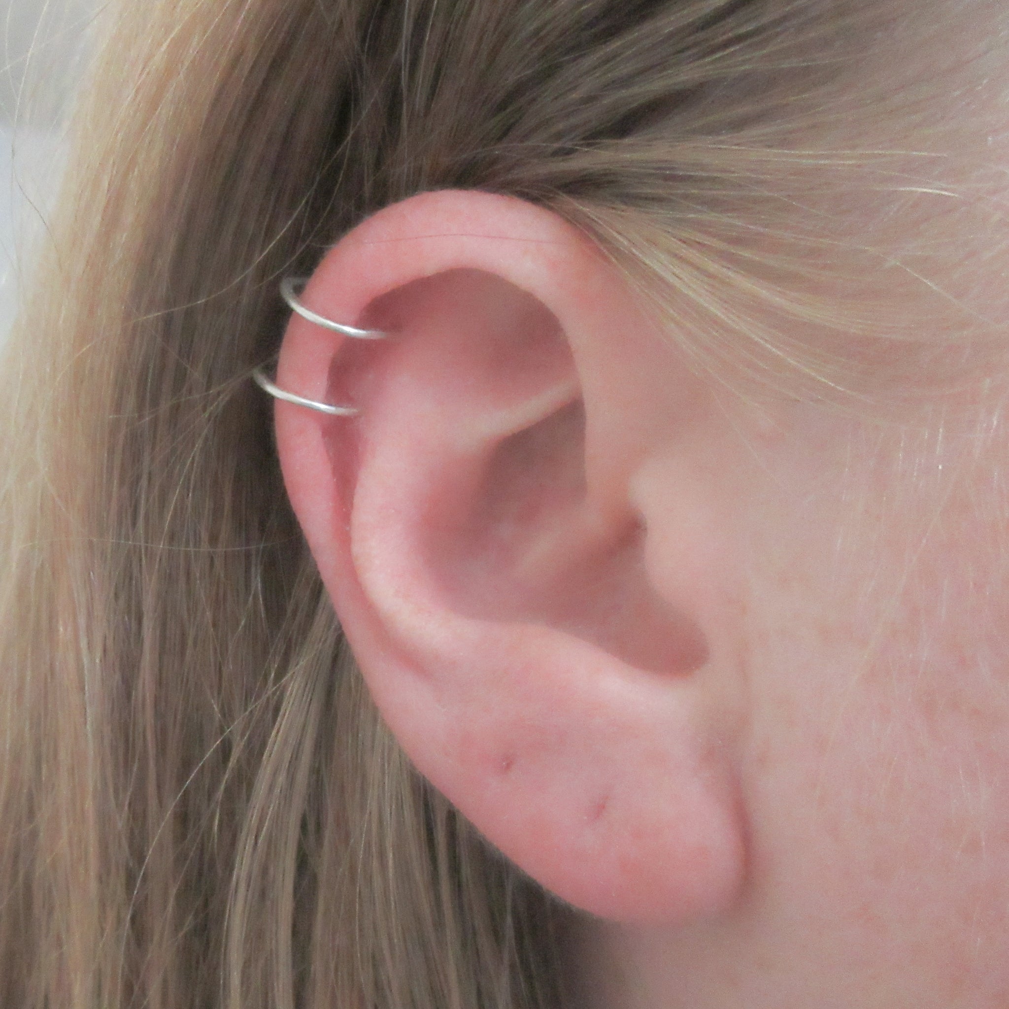 Sterling Silver 18 Gauge Hammered Cartilage Hoop Earring