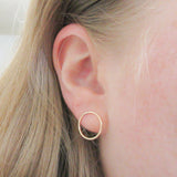 14K Gold Fill Hammered Circle Stud Earrings