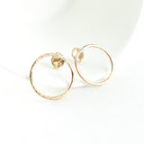 14K Gold Fill Hammered Circle Stud Earrings