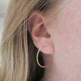 14K Gold Fill 18 Gauge Hammered One Inch Hoop Earrings