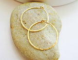 14K Gold Fill Hammered One Inch Hoop Earrings