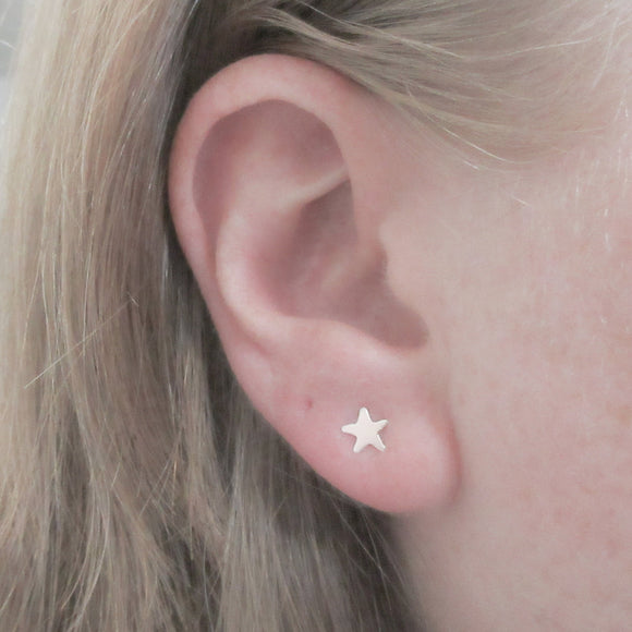 Sterling Silver Petite Star Stud Earrings