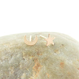 14K Gold Fill Gold Moon and Star Studs