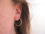 Sterling Silver One Inch Hammered Hoop Earrings
